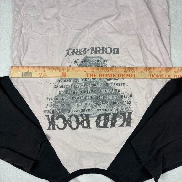 Vintage 2011 Kid Rock Born Free Tour Baseball Tee L Band Shirt Skull Guns USA - Picture 9 of 9